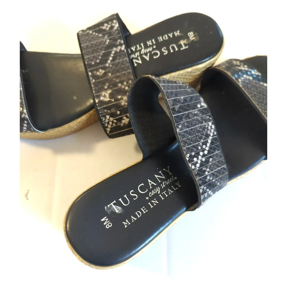 Tuscany by Easy Street Sandals Women 8M Snake Skin Print Espadrille Easy Chic